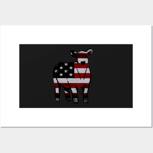 American Flag Cow Silhouette  - NOT FOR RESALE WITHOUT PERMISSION Posters and Art